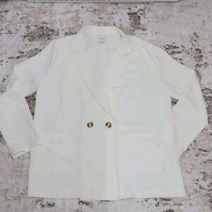 White Blazer Minimalist Tailored Jacket Clean Girl Aesthetic Size Large Gilli